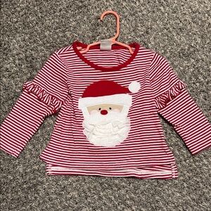 Red and White Striped Santa Top 2t